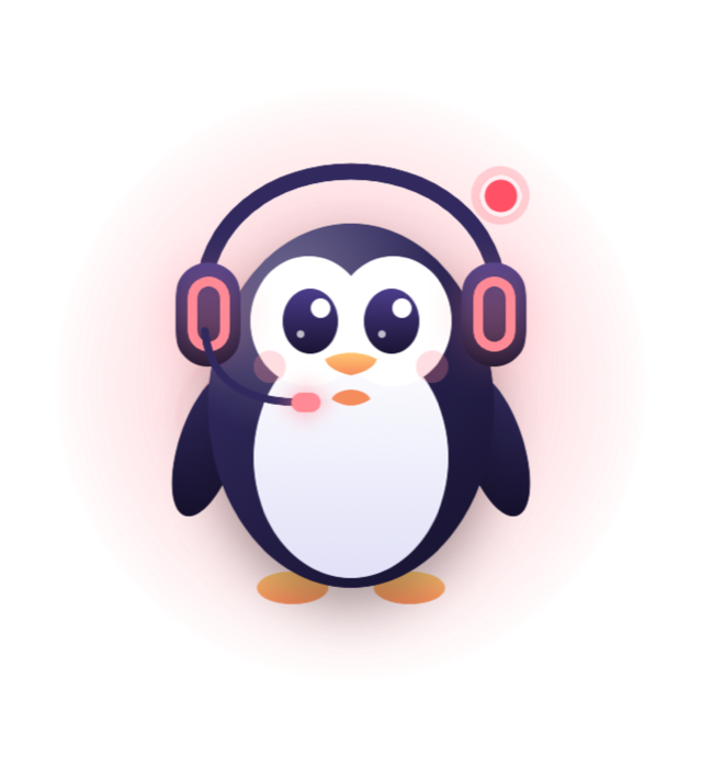 The Parlissima penguin with glowing headphones while it listens